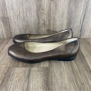 SAS Women 12 Double Wide Scenic Ballet Flats Bronze Leather Slip On Comfort Shoe